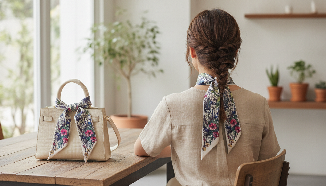 Silk Twill Skinny Scarf: Chic Hair, Bag & Neck Styling